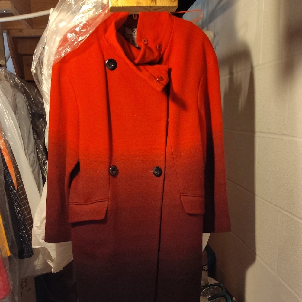 Elegant Red Gradient Women's Coat